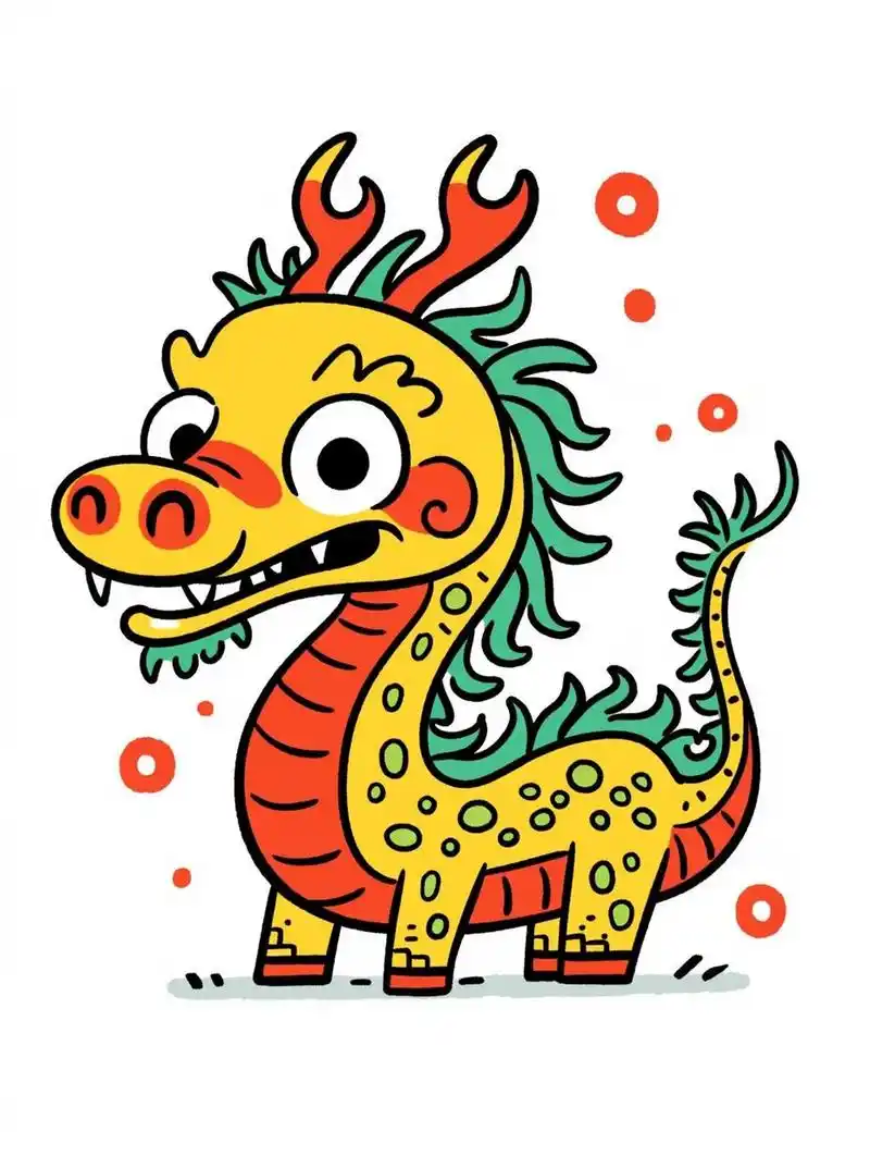 参考prompt:一只超级可爱的中华龙,全幅的可爱涂鸦艺术,背景为白色