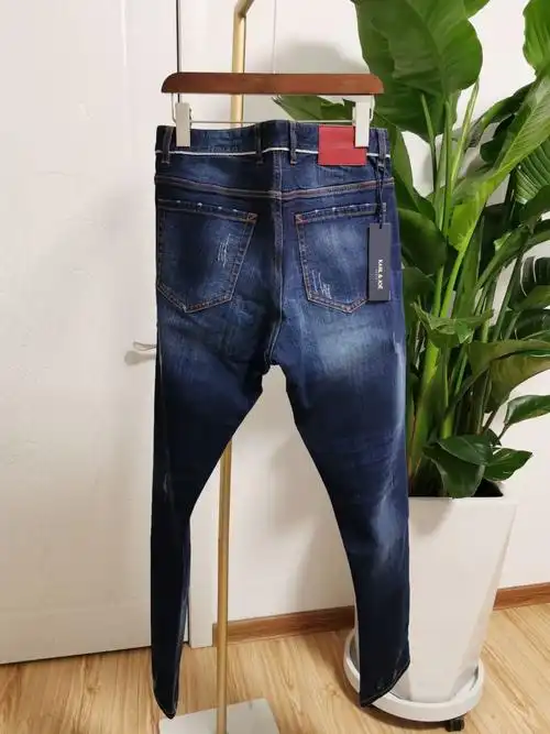 karljoe法国著名品牌晕染水洗效果磨破设计牛仔裤