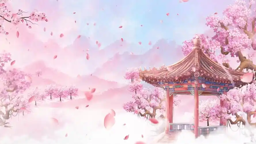 梦幻扇子竹叶走秀舞台场景背景素材古风背景4k国潮中国风山川日出云海