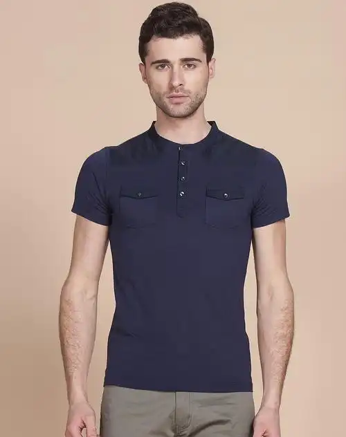 男士藏青色时尚短袖t恤