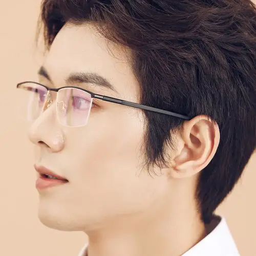 成品近视眼镜男商务半框眼镜超轻防蓝光辐射眼睛框男可配变色简约