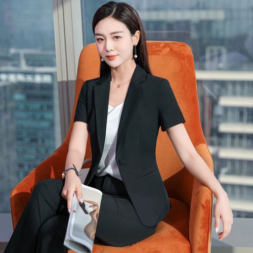 职业套装夏短袖西装套裙女时尚气质工装正装美容院工作服女士西服