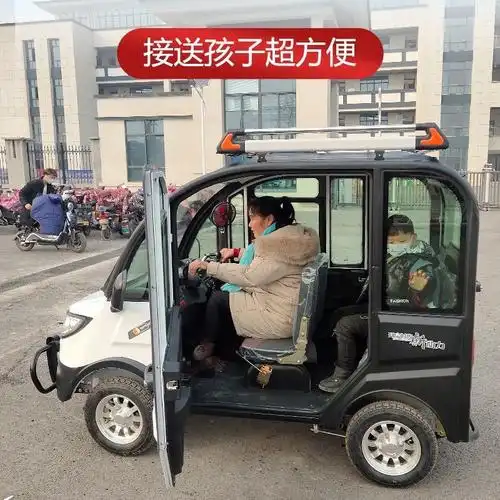 四轮电动车全封闭老头乐电瓶车家用小型汽车代步燃油女接娃送孩子
