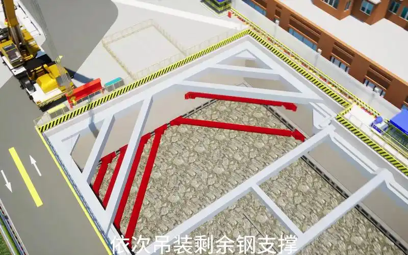 徐州4号线七里沟站基坑开挖施工动画模拟