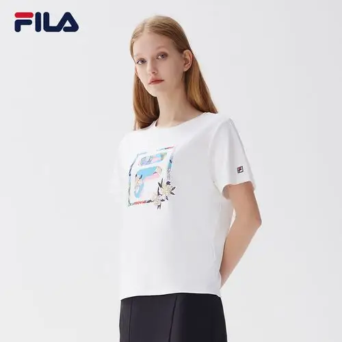 fila斐乐女士短袖2021年夏季新款时尚休闲纯棉圆领运动t恤