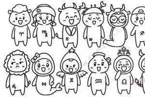 7,十二星座怎么划分十二星座简笔画可爱(十二星座公主怎么画,)合成