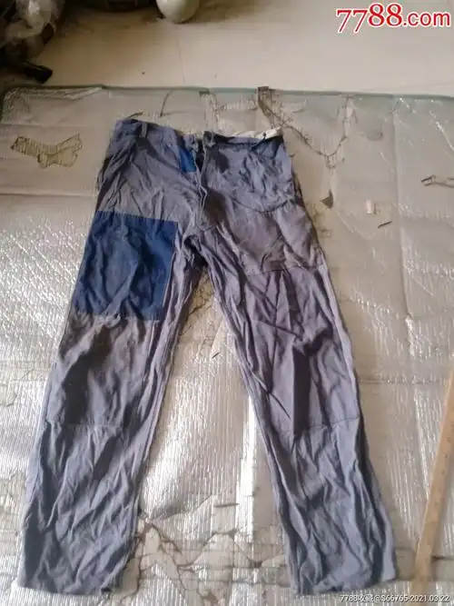 怀旧老手工补丁劳动布裤