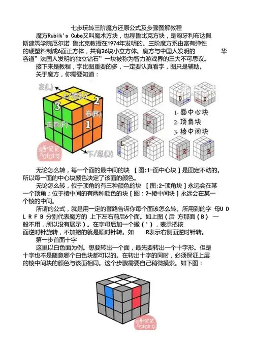 七步玩转三阶魔方还原公式及步骤图解教程
