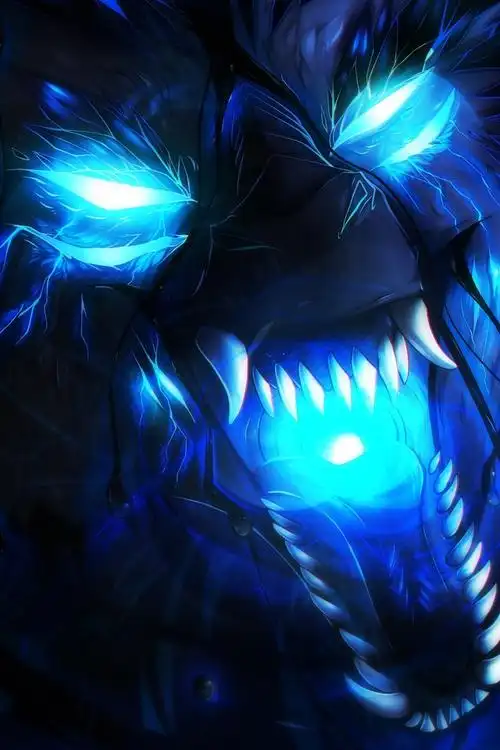 狼,蓝色火焰,艺术图片 4k