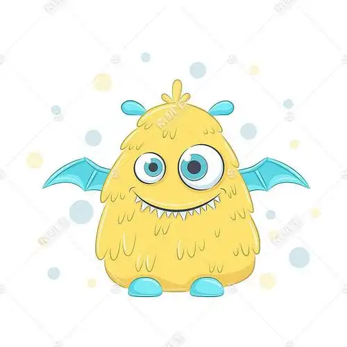 毛发小怪兽可爱卡通形象插画设计图片