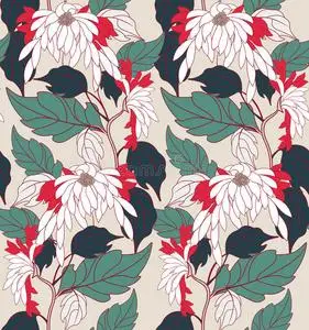 红色的藤蔓上的紫菀花照片