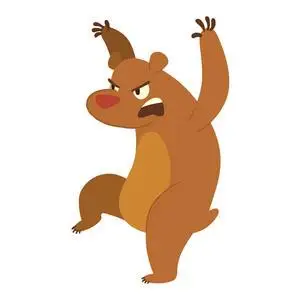 可爱的棕色愤怒的熊吓唬人照片