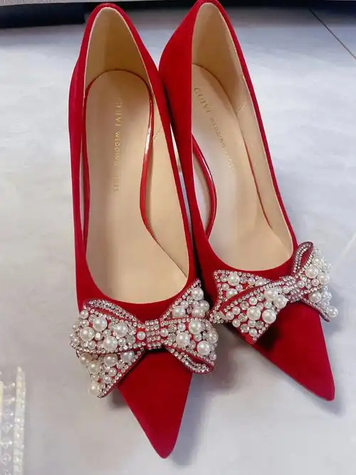 准新娘结婚必备平价红色婚鞋6cm婚期520
