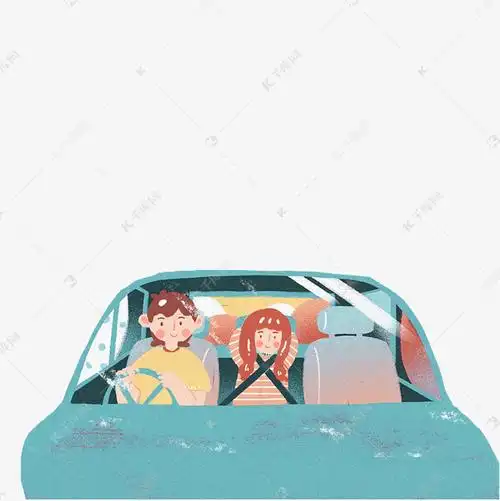 卡通男孩开车子免抠图