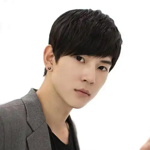 好物种草假发男短直发日韩时尚帅气斜刘海短直发假发头套外贸批发