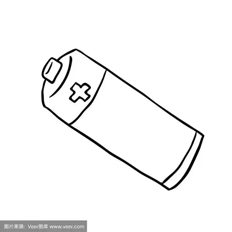 黑白手绘卡通电池