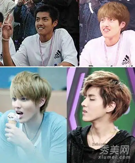 吴亦凡出道前后对比照:上面两图同一件衣服不同的发型,早期这皮肤也太