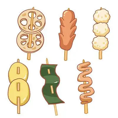 卡通食物烤串蔬菜肉类插画素材png