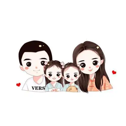 两个女儿一家四口头像简笔画