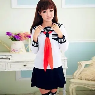 蝶然 情趣内衣 纯情日系少女学生校服(8001 白色长袖)