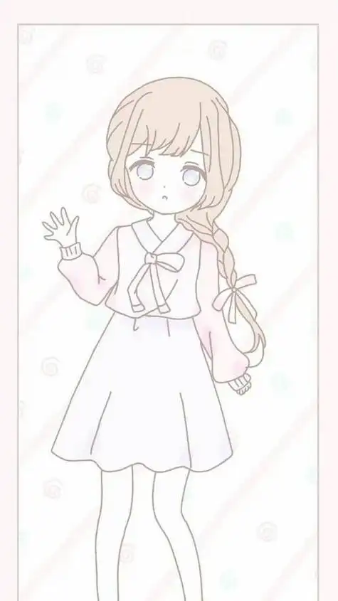 画法简单但效果出众的动漫手绘人物黑白动漫素材插画绘画线稿手绘女生