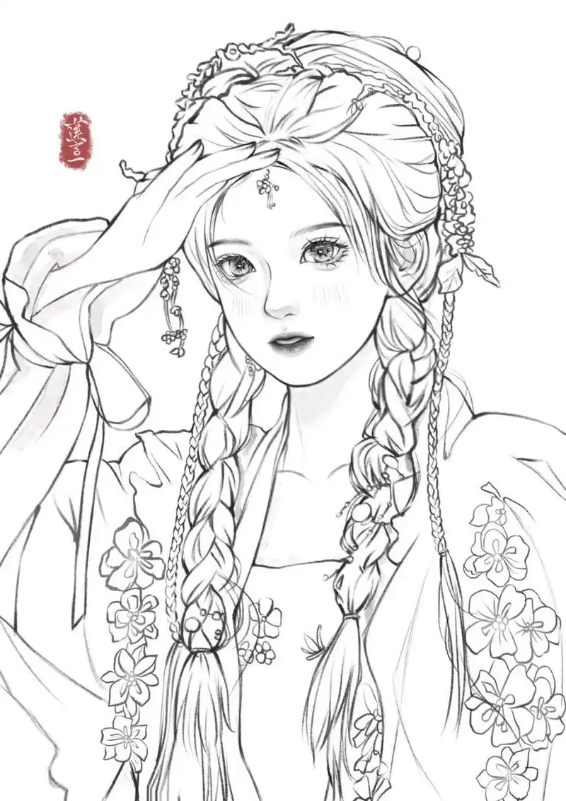 古风线稿合集 | 可自取上色 攒了一波古风人物线稿,有喜欢的宝子,可