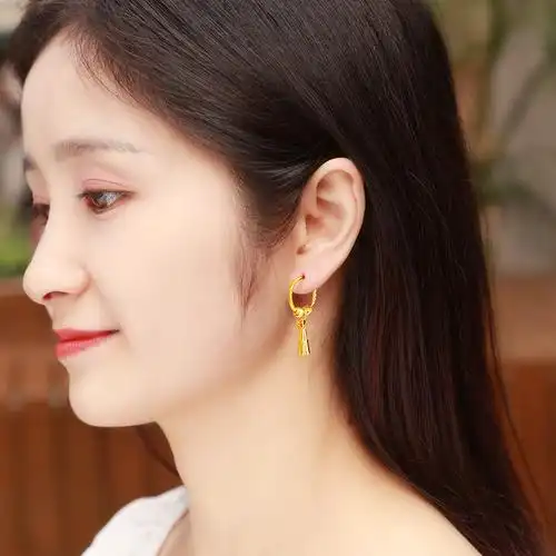 9耳环风铃金耳坠时尚金耳钉新款金首饰送妈妈
