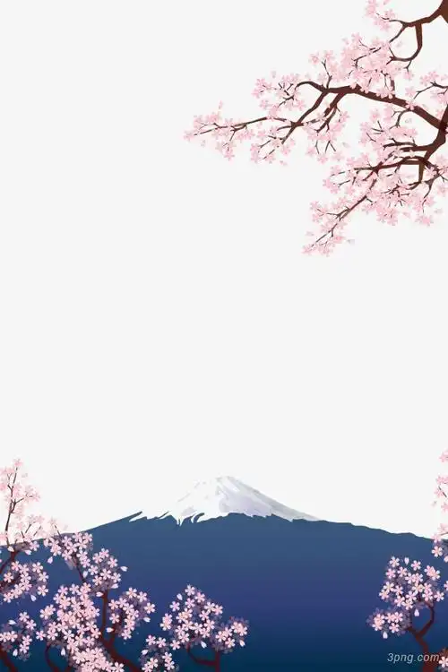 樱花富士山png素材透明免抠图片-动植人物