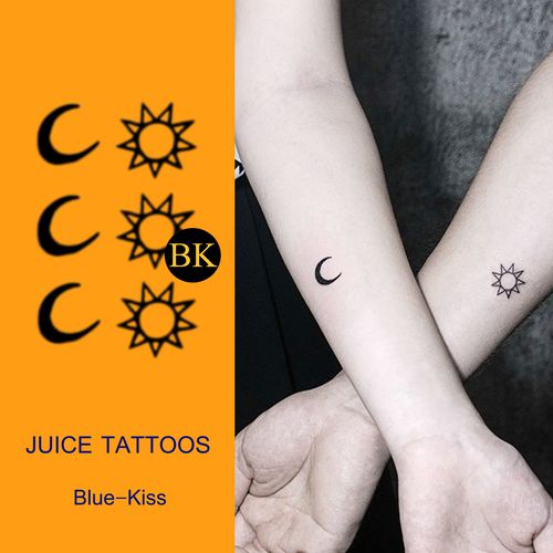 bluekiss蓝吻 日月图腾 草本纹身贴果汁防水持久女情侣半永久太阳