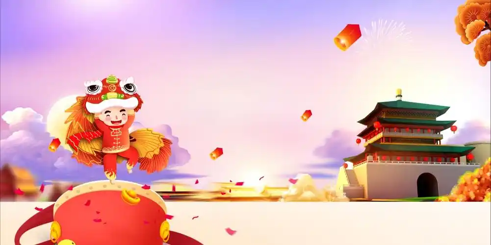 2021牛年春节 鼓 舞狮 孔明灯 城楼 4k壁纸_4k背景图片高清壁纸_墨鱼