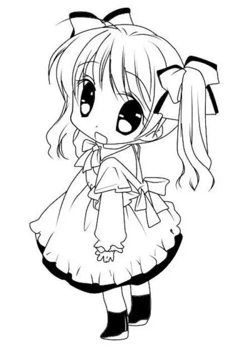 动漫双马尾女生照片简笔画