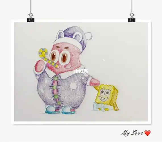 彩铅手绘海绵宝宝