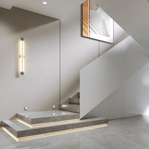 oeing钢板楼梯扶手整体定制室内别墅极简现代网红钢架结构整梯栏杆