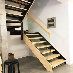 成都玻璃楼梯厂家定制定做整体钢化钢木扶手实木护栏阁楼复式别墅