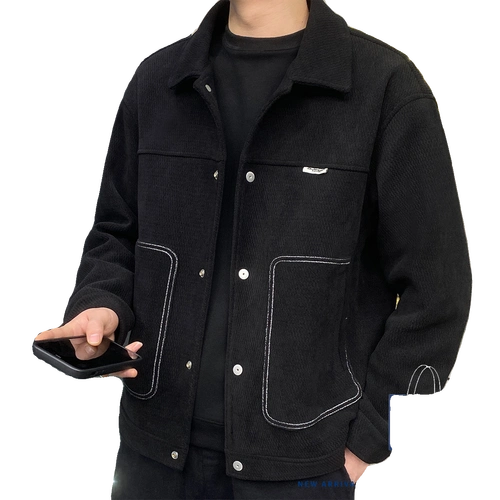 百搭宽松休闲显瘦夹克短款新款上衣翻领明线帅气外套时尚春秋男士