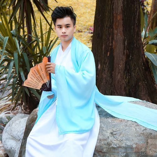 抖音汉服男夏装学生复古长款公子古装侠客书生古风魏晋风大袖衫