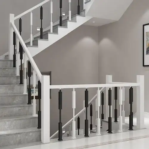 简约现代楼梯扶手阁楼铁艺栏杆阳台实木围栏别墅家用室内简易原木