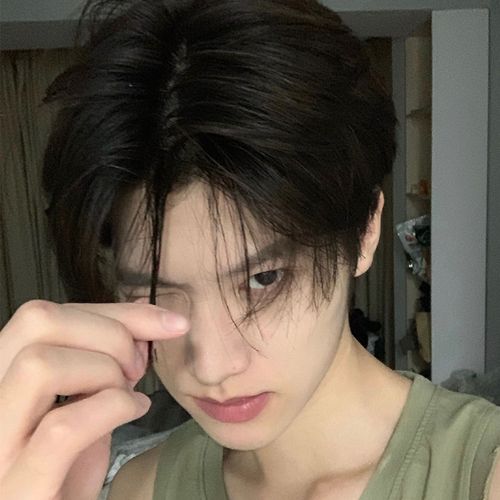 假发男中分刘海短发韩版帅气自然蓬松黑色学生修脸自拍减龄全头套 米