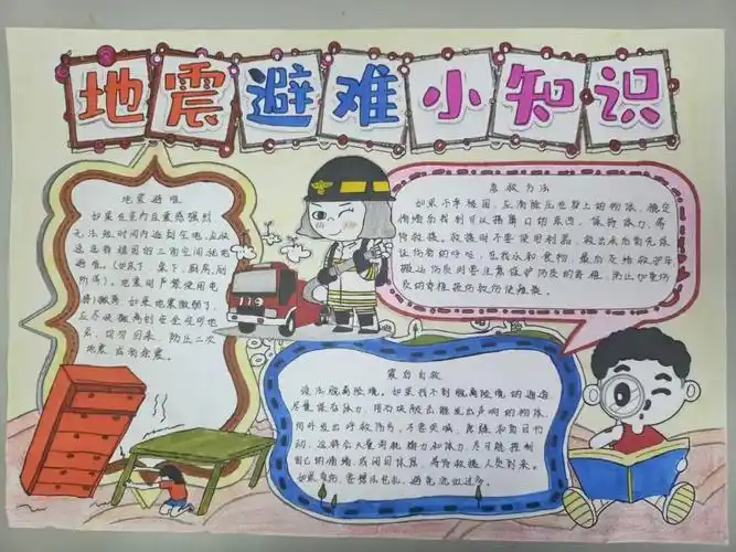 小学五年级防震减灾科普知识宣传手抄报一等奖