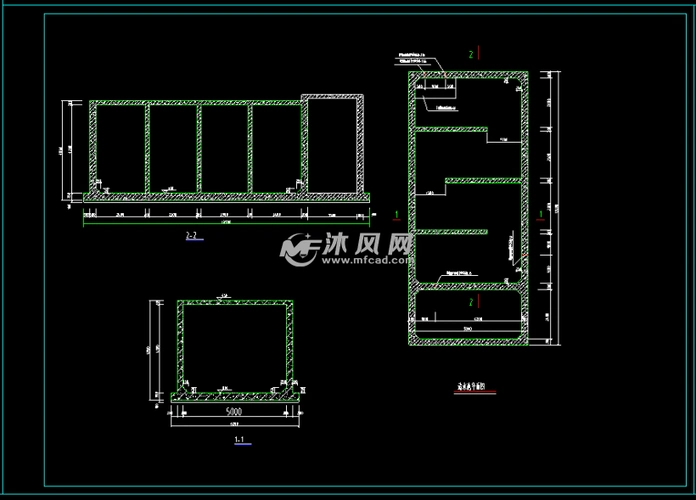 某地小型调节池建筑cad设计图纸节点详细