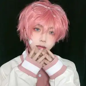 光遇cos假发男短发日系男生正太基佬白粉色假毛蓬松仿真全头套式