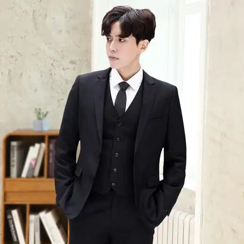 韩版流行西服套装男职业商务正装修身西装伴郎服装新郎结婚礼服套装