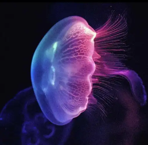 水母,如仙子般穿着飘逸的纱裙,蓝色的海洋仿佛就是她的天空,任由她