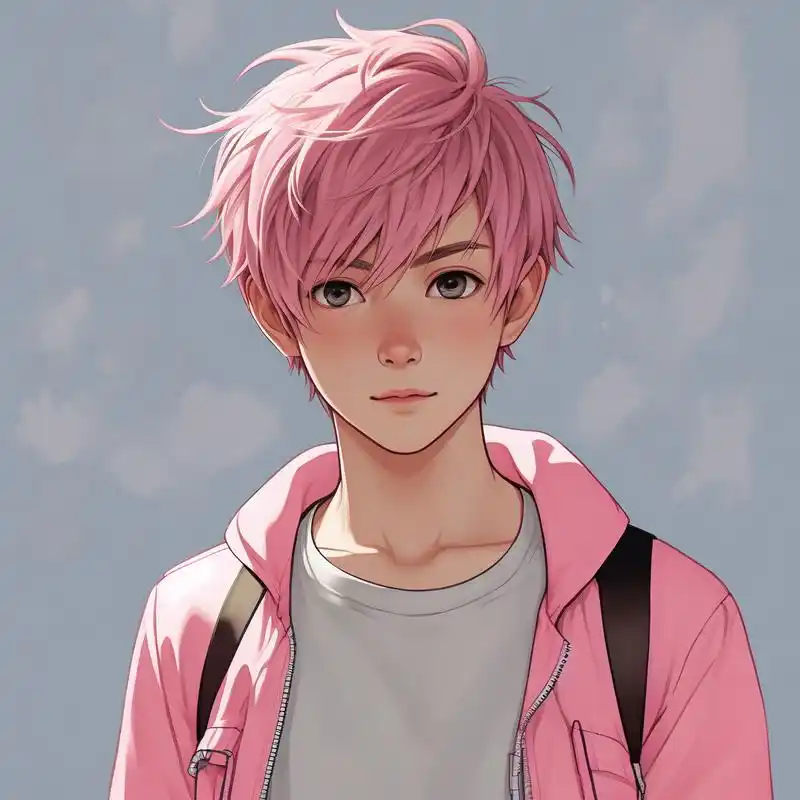 94粉色漫画风男生头像99 哇～这组粉色漫画风格的男生头像真是