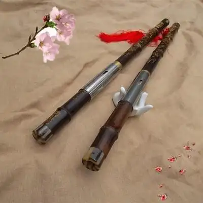 云南傣族民族乐器高档紫竹雕龙不锈钢吹嘴横吹巴乌