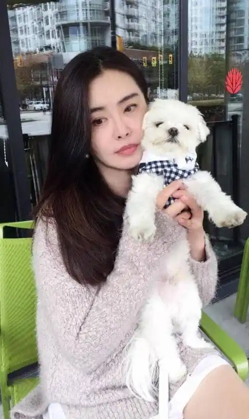 56岁王祖贤近照,抱狗晒太阳,生活悠闲,少女感十足重回颜值巅峰_照片