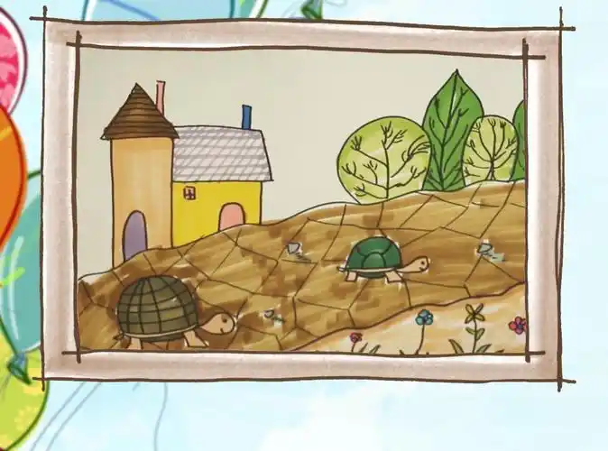 小乌龟冬眠图简笔画