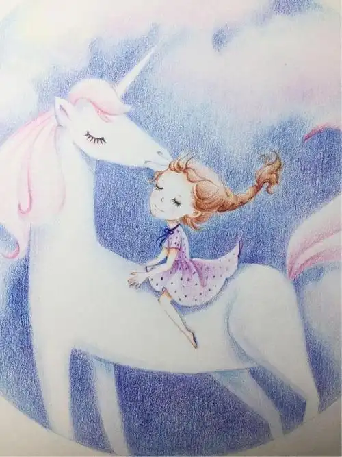 渐变线怎么画_画完后都说这是磨人的小妖精,骑独角兽的小女孩,软萌小