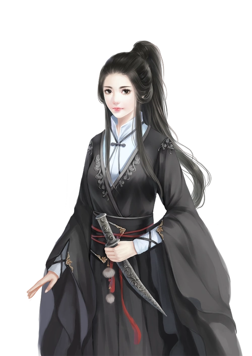 手绘古风黑衣女子