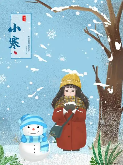 二十四节气小寒原创插画设计